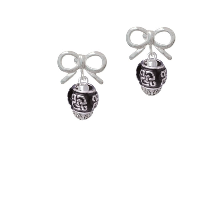 Chinese Pattern on Black - Gold Tone Spinners Crystal Clip On Earrings Image 9