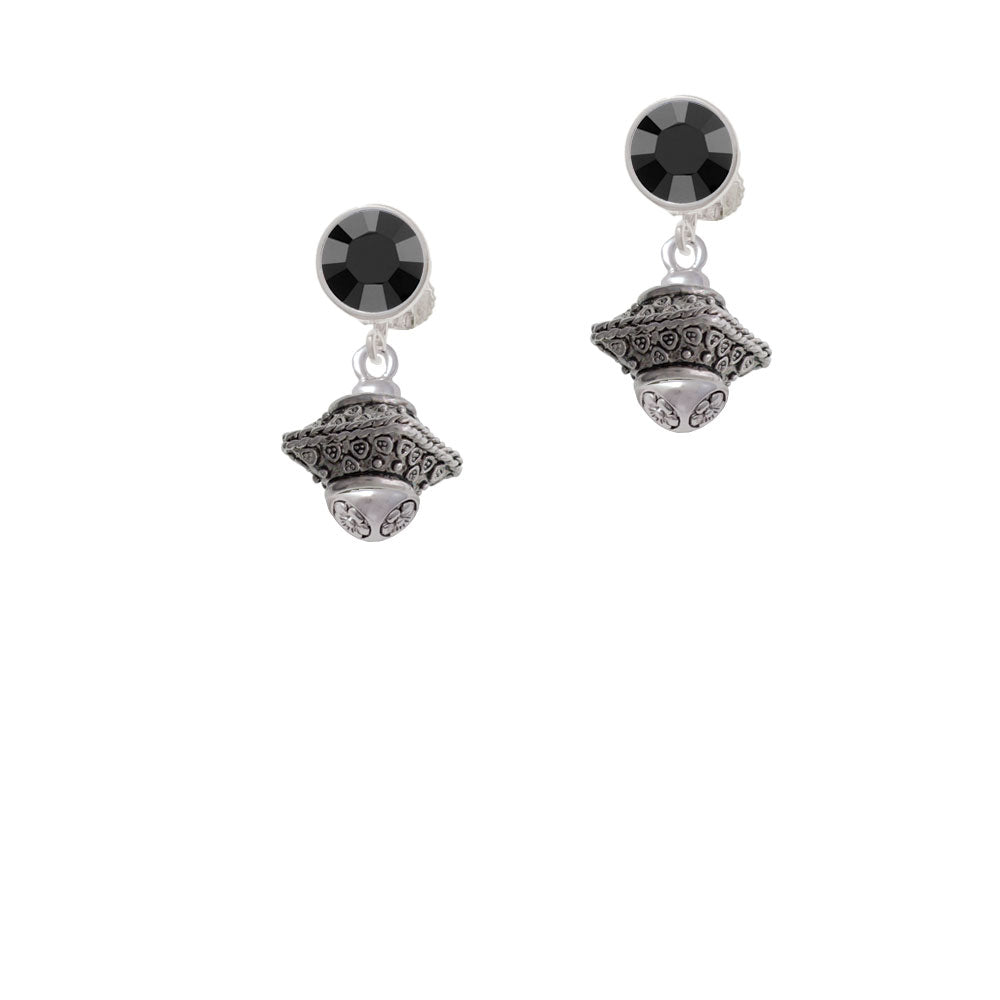 Large Fancy Square with Rope Border Spinner Crystal Clip On Earrings Image 3