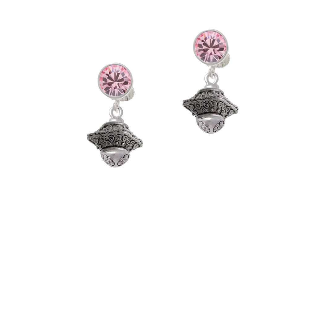 Large Fancy Square with Rope Border Spinner Crystal Clip On Earrings Image 4