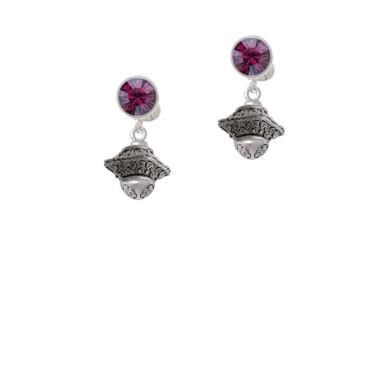 Large Fancy Square with Rope Border Spinner Crystal Clip On Earrings Image 8