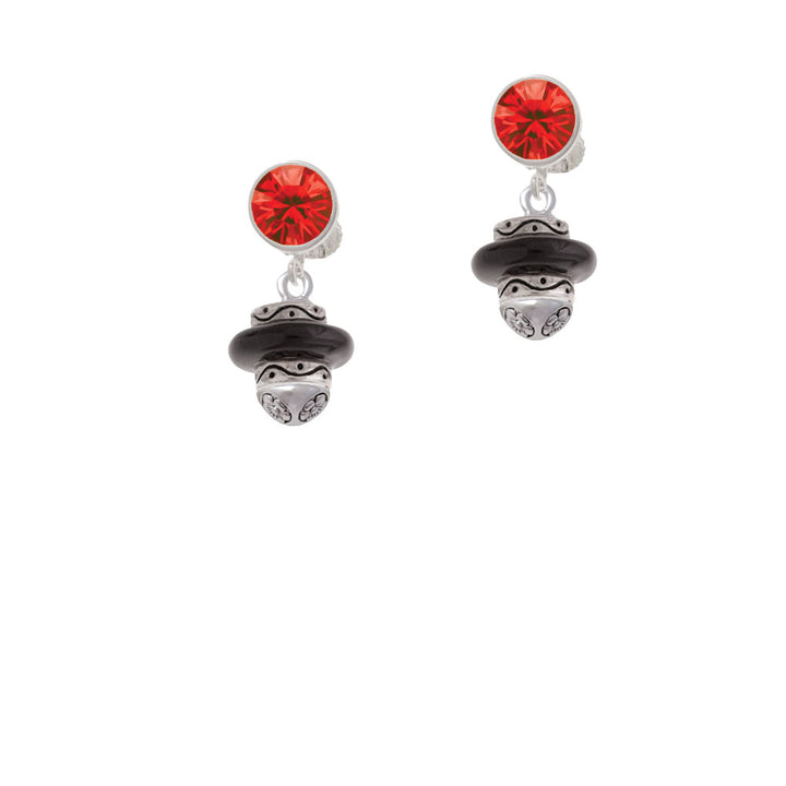 Black Center Spinner Crystal Clip On Earrings Image 4