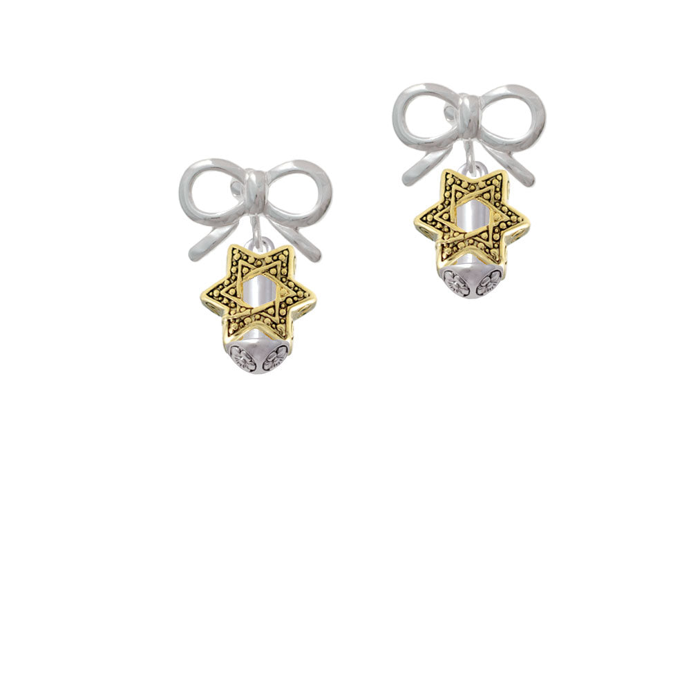 Star of David - Gold Tone Spinner Crystal Clip On Earrings Image 9