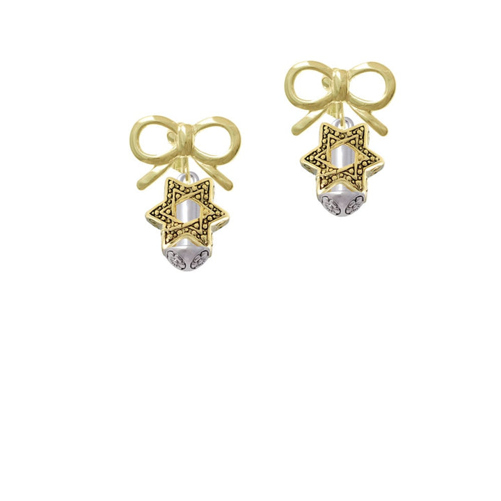 Star of David - Gold Tone Spinner Crystal Clip On Earrings Image 10