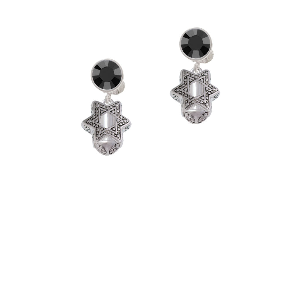 Star of David Spinner Crystal Clip On Earrings Image 3