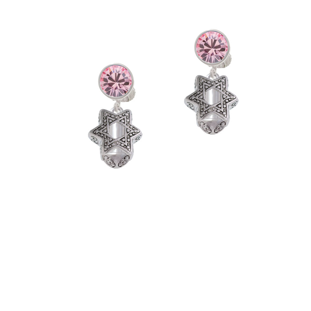 Star of David Spinner Crystal Clip On Earrings Image 4