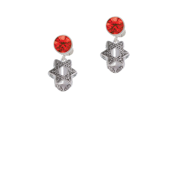 Star of David Spinner Crystal Clip On Earrings Image 4