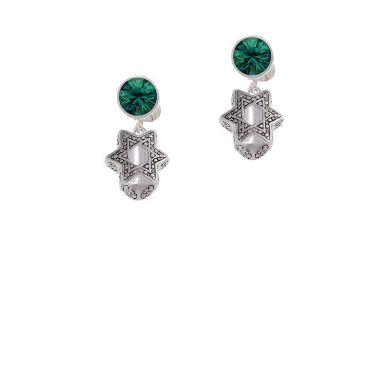 Star of David Spinner Crystal Clip On Earrings Image 6