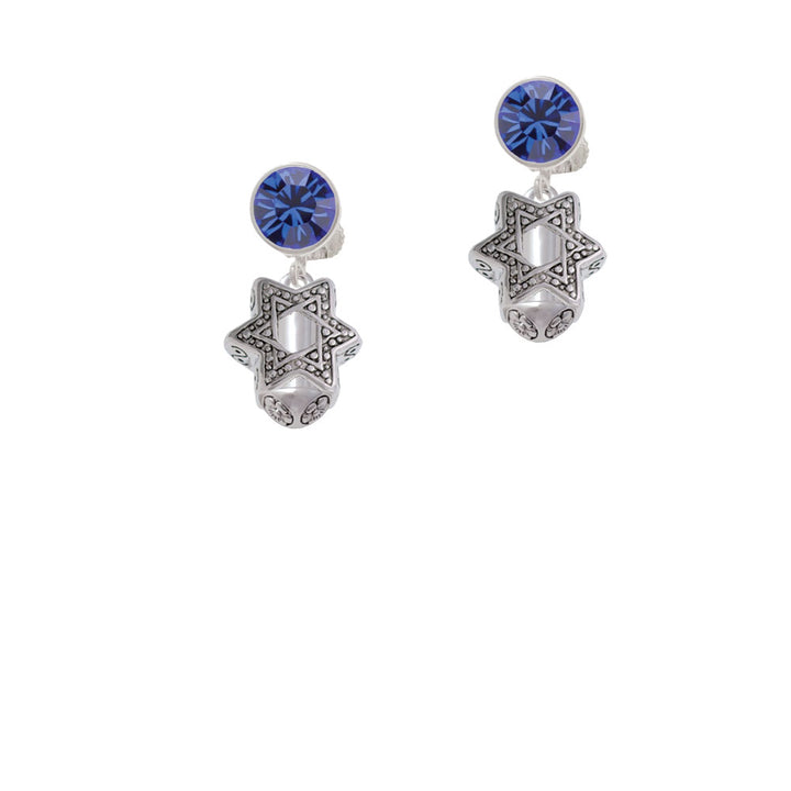 Star of David Spinner Crystal Clip On Earrings Image 7