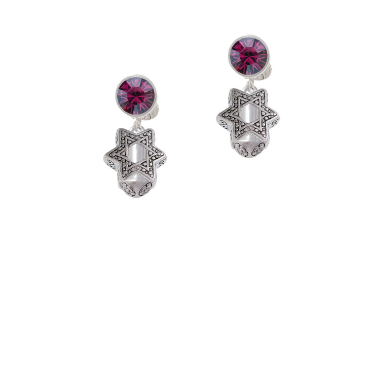 Star of David Spinner Crystal Clip On Earrings Image 8