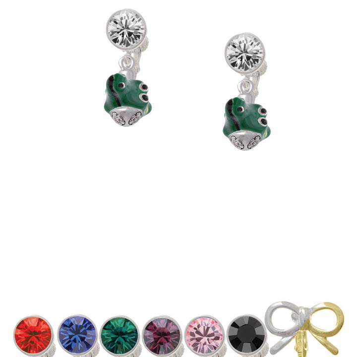 Enamel Alligator Spinner Crystal Clip On Earrings Image 1