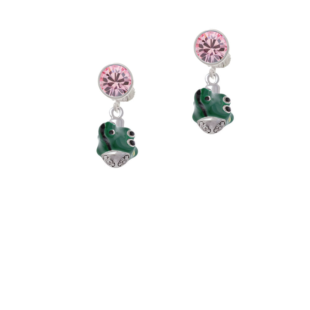 Enamel Alligator Spinner Crystal Clip On Earrings Image 4