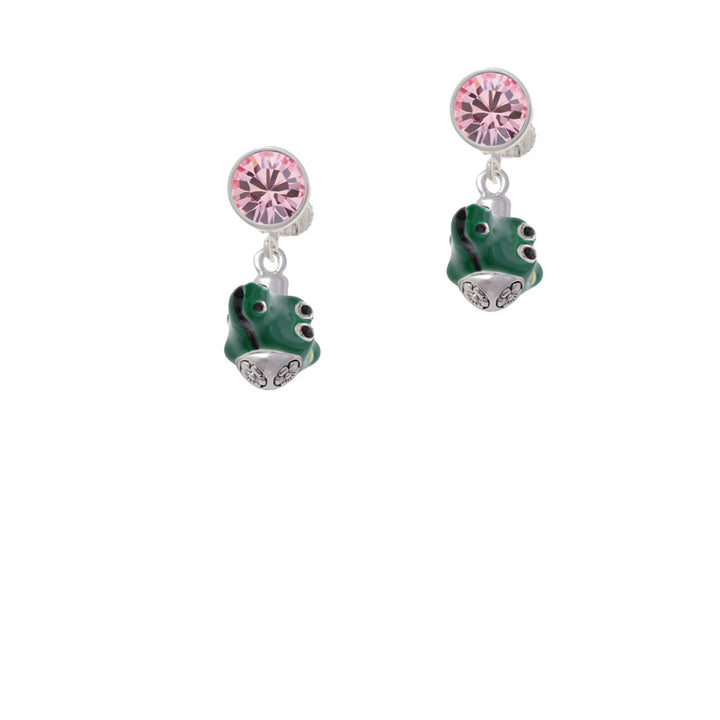 Enamel Alligator Spinner Crystal Clip On Earrings Image 4