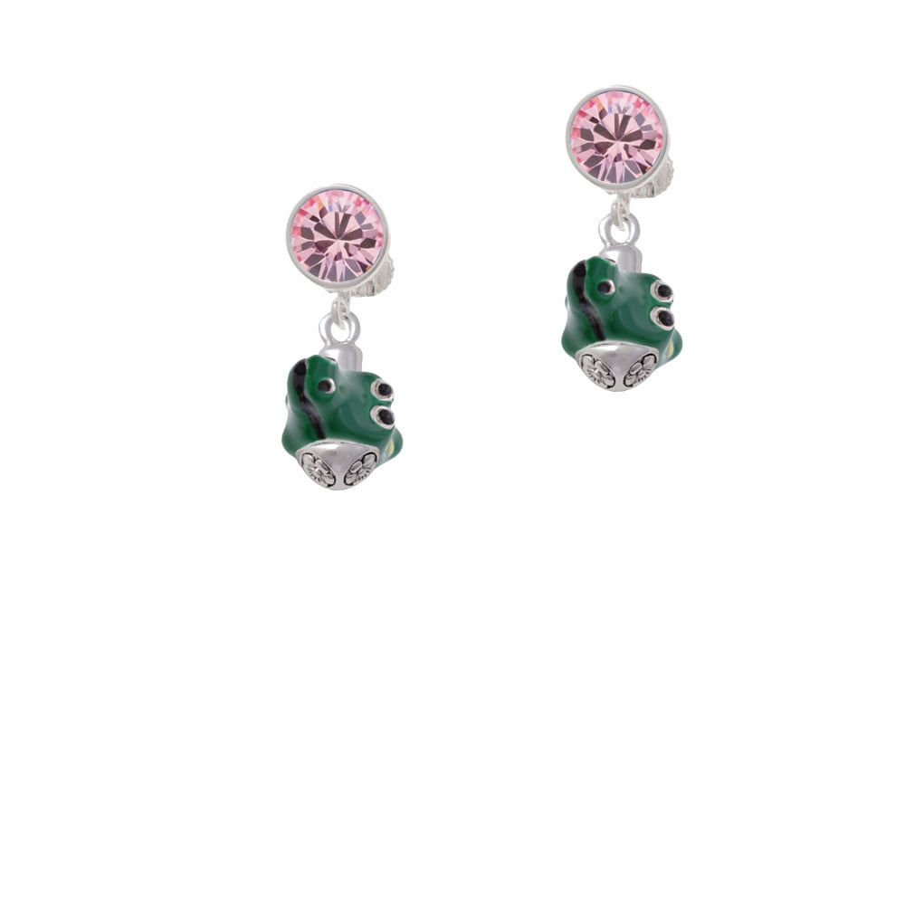 Enamel Alligator Spinner Crystal Clip On Earrings Image 1