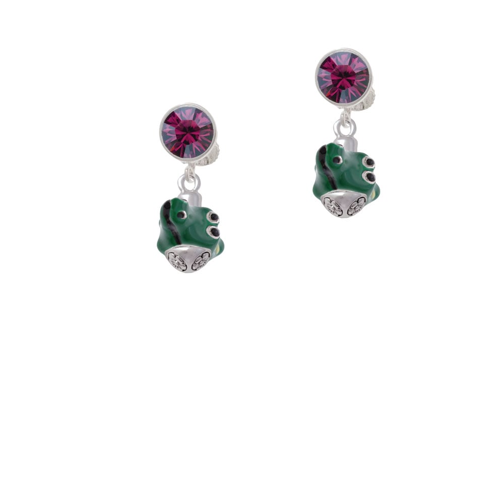 Enamel Alligator Spinner Crystal Clip On Earrings Image 1