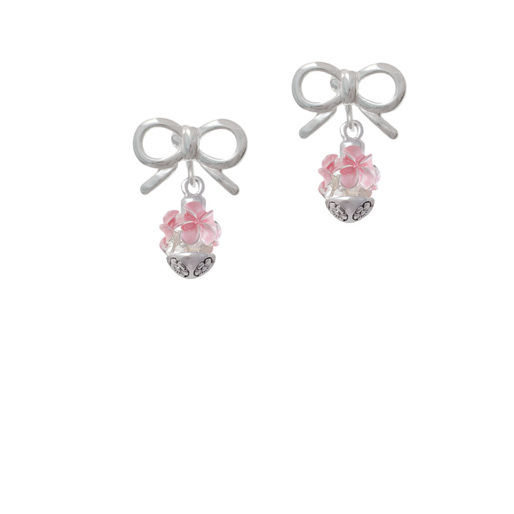 Soft Pink Plumerias - Silver Tone Spinner Crystal Clip On Earrings Image 9