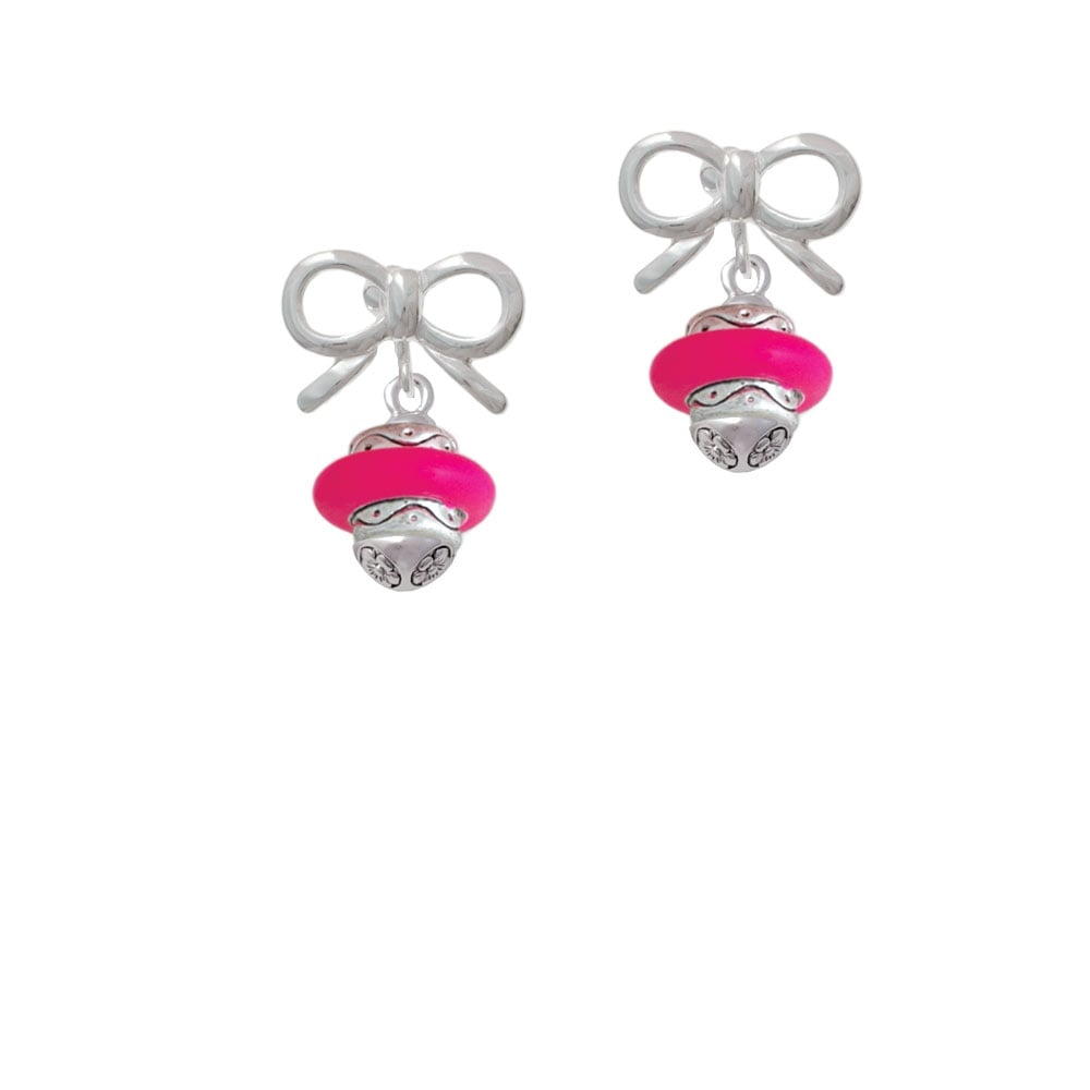 Hot Pink Center Spinner Crystal Clip On Earrings Image 9