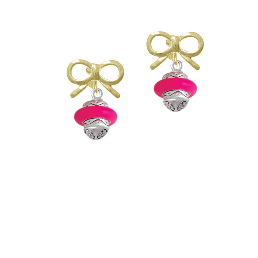 Hot Pink Center Spinner Crystal Clip On Earrings Image 10