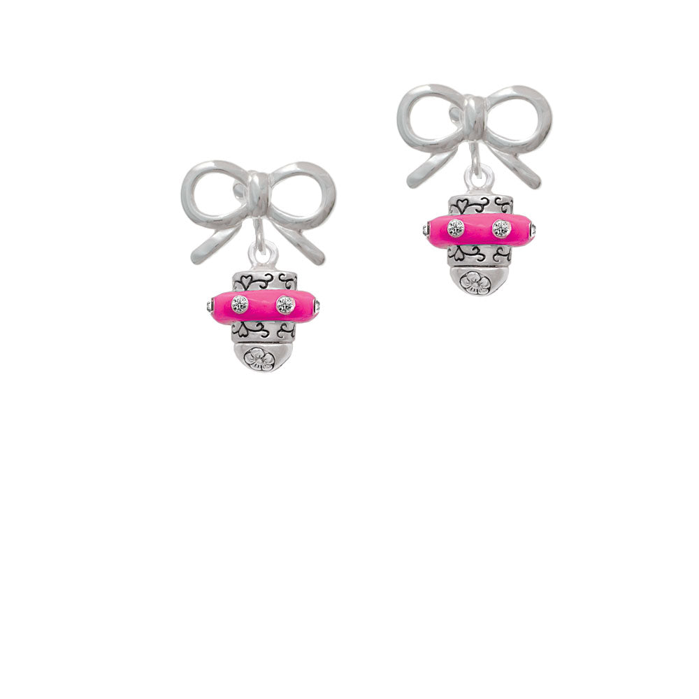 Crystal Hot Pink Spinner Crystal Clip On Earrings Image 9