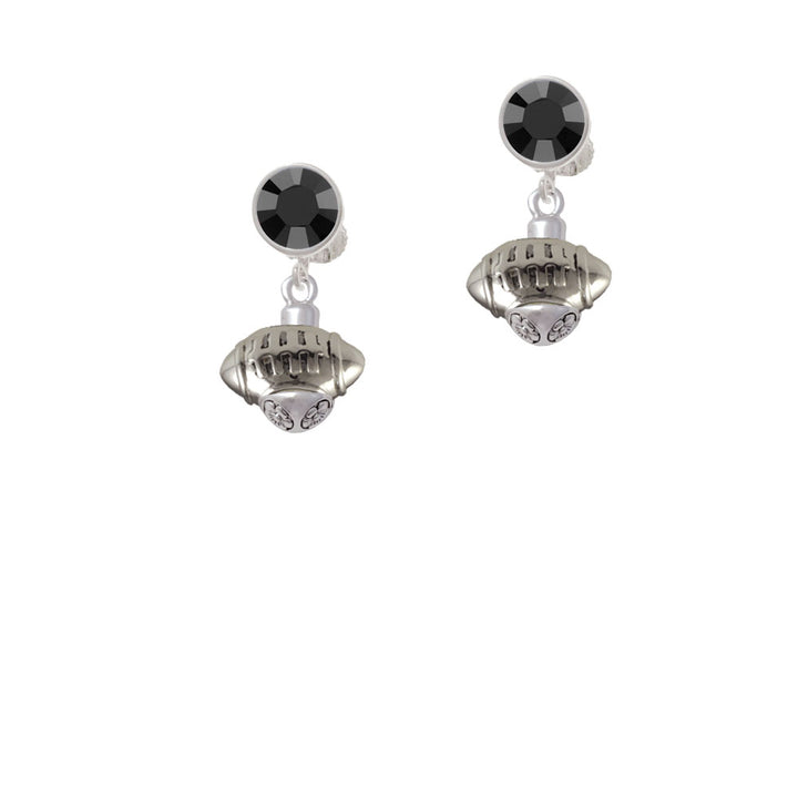 Silver Tone Football Spinner Crystal Clip On Earrings Image 3