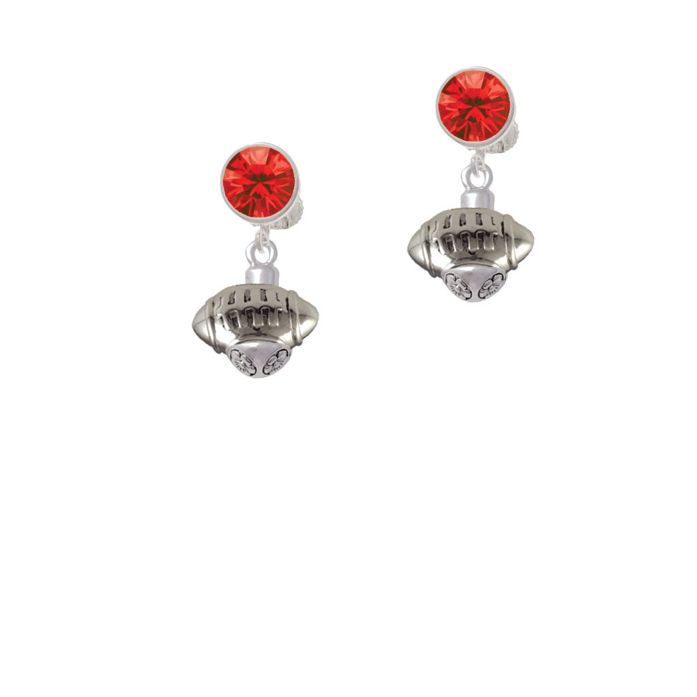 Silver Tone Football Spinner Crystal Clip On Earrings Image 4