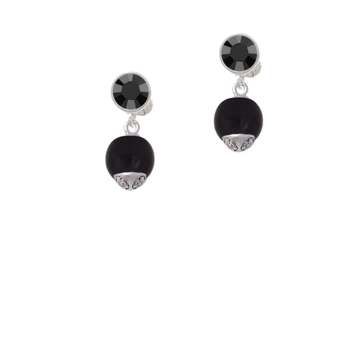 12mm Black Roller Glass Spinner Crystal Clip On Earrings Image 3