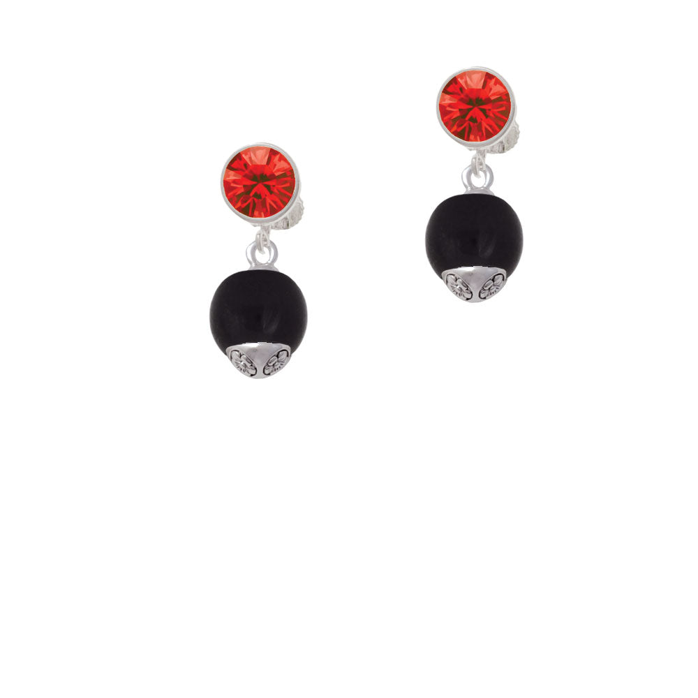 12mm Black Roller Glass Spinner Crystal Clip On Earrings Image 4