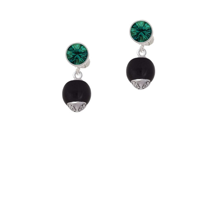 12mm Black Roller Glass Spinner Crystal Clip On Earrings Image 1