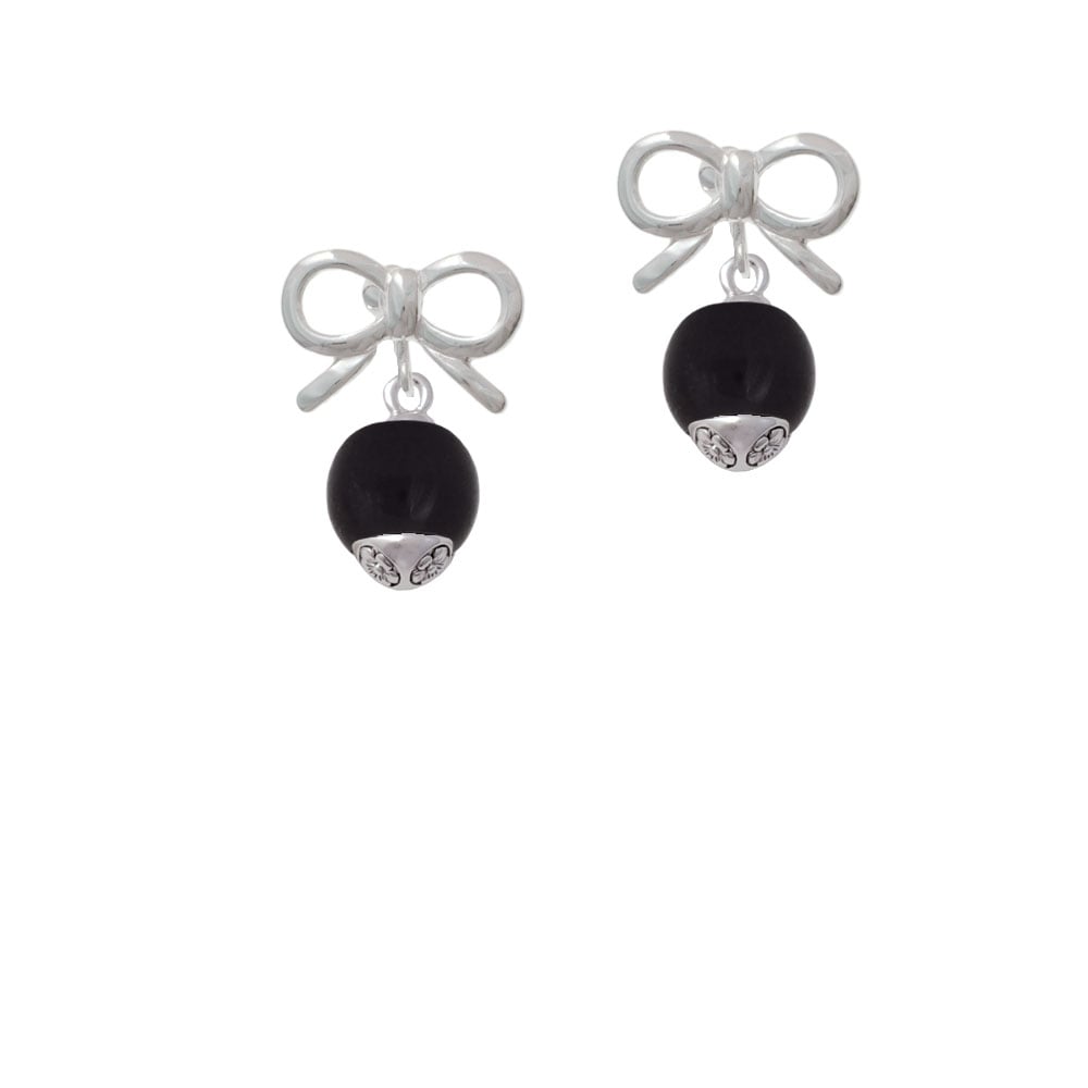 12mm Black Roller Glass Spinner Crystal Clip On Earrings Image 9