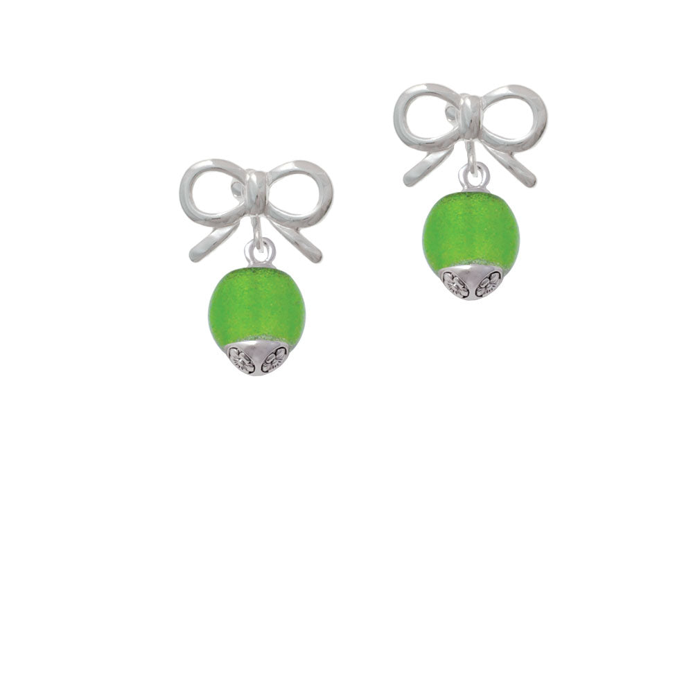 12mm Lime Green - Roller Spinner with Silver Tone Lining Glass Spinner Crystal Clip On Earrings Image 9