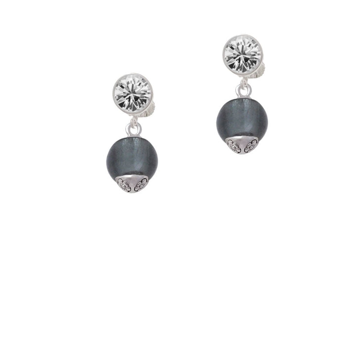 12mm Gray Roller Spinner with Silver Tone Lining Glass Spinner Crystal Clip On Earrings Image 1