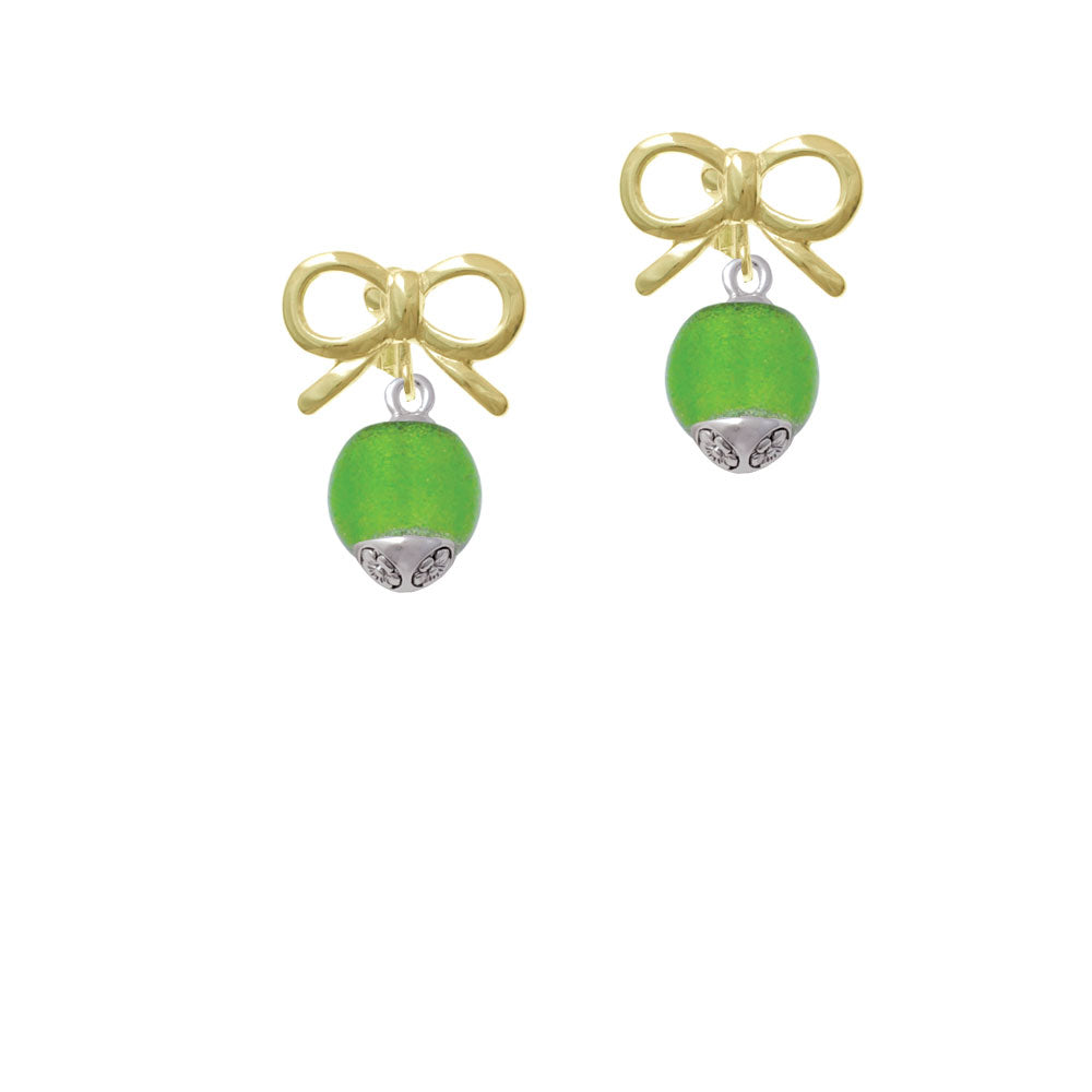 12mm Lime Green - Roller Spinner with Silver Tone Lining Glass Spinner Crystal Clip On Earrings Image 10