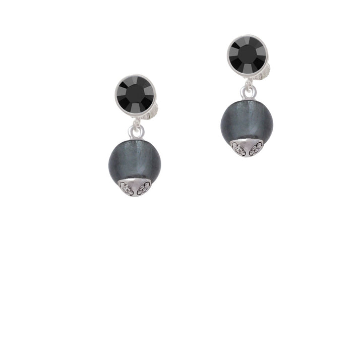 12mm Gray Roller Spinner with Silver Tone Lining Glass Spinner Crystal Clip On Earrings Image 3