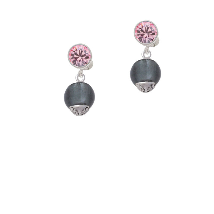 12mm Gray Roller Spinner with Silver Tone Lining Glass Spinner Crystal Clip On Earrings Image 4