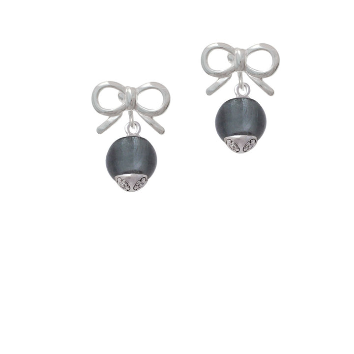 12mm Gray Roller Spinner with Silver Tone Lining Glass Spinner Crystal Clip On Earrings Image 9