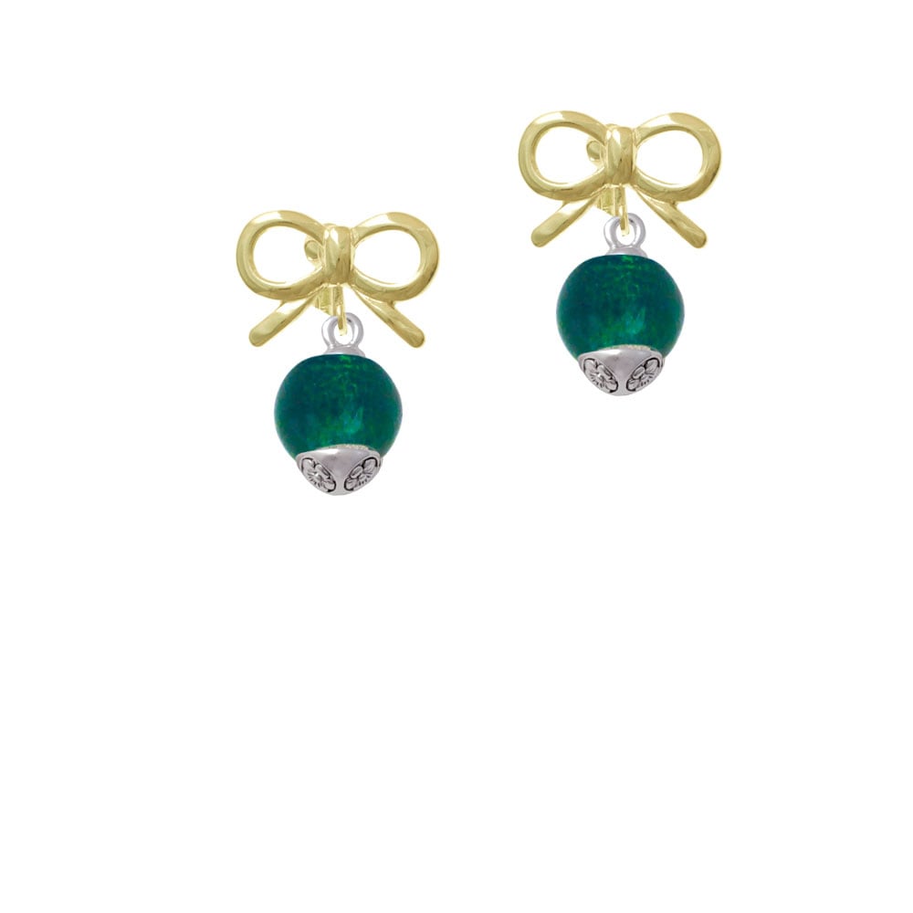 12mm Teal Roller Spinner with Silver Tone Lining Glass Spinner Crystal Clip On Earrings Image 10