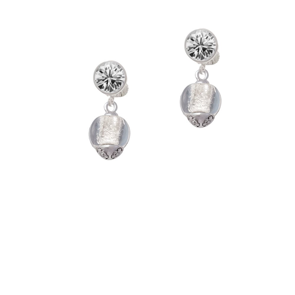 12mm Clear Roller Spinner with Silver Tone Lining Glass Spinner Crystal Clip On Earrings Image 1