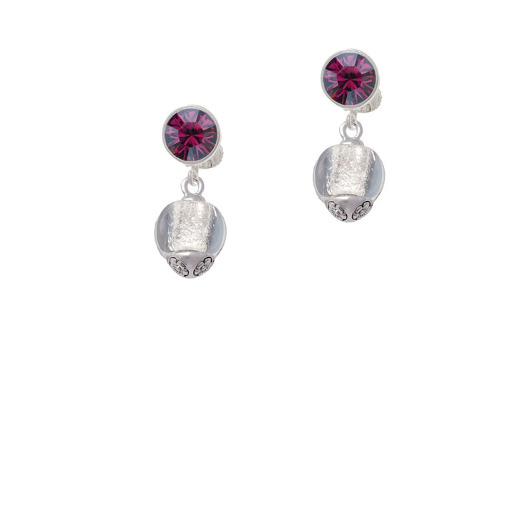 12mm Clear Roller Spinner with Silver Tone Lining Glass Spinner Crystal Clip On Earrings Image 8