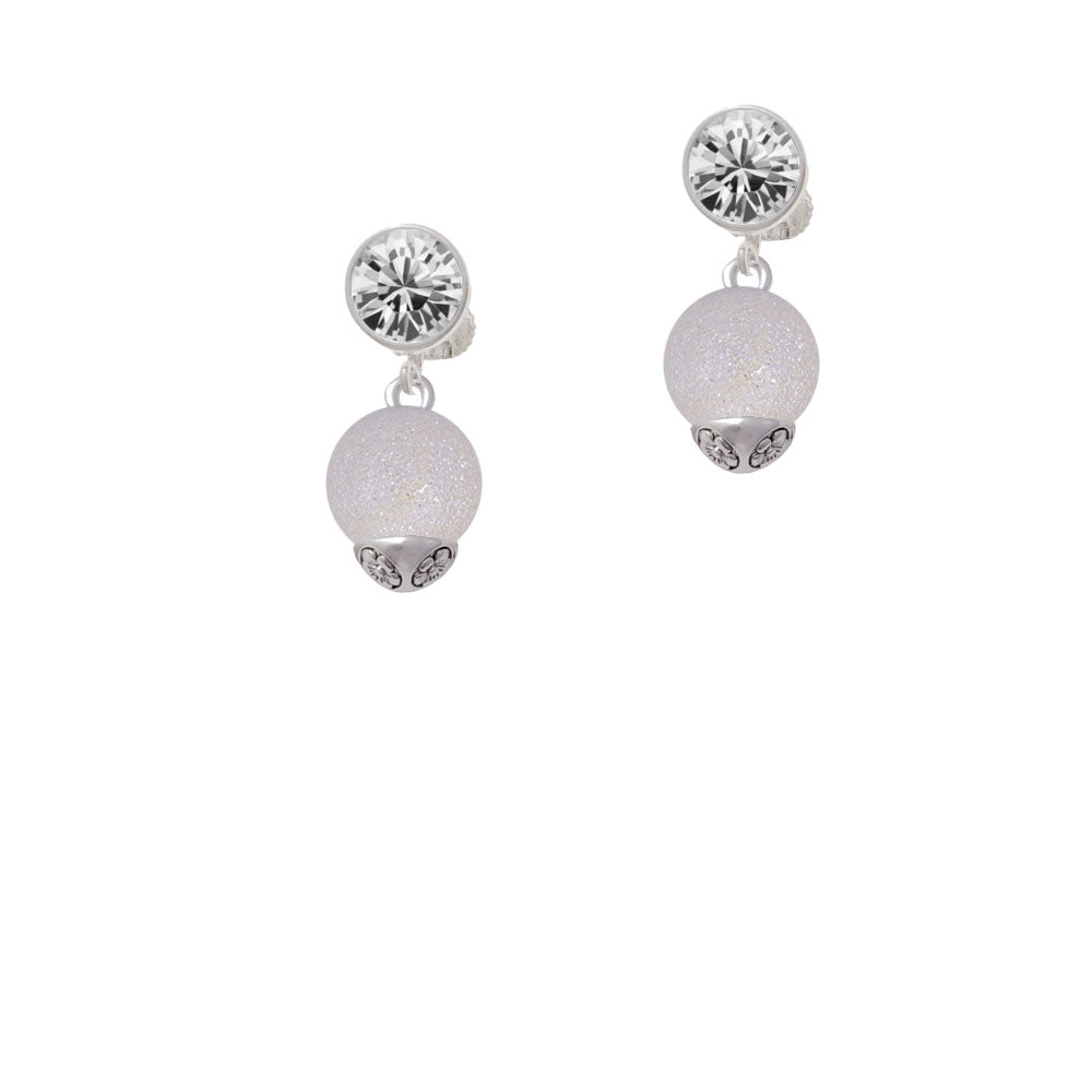 12mm Stardust Round Silver Tone Spinner Crystal Clip On Earrings Image 2