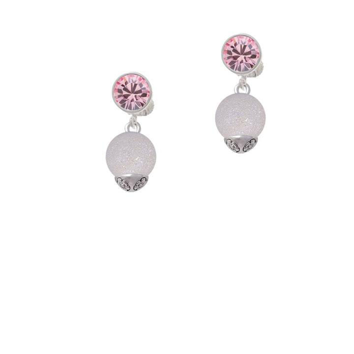 12mm Stardust Round Silver Tone Spinner Crystal Clip On Earrings Image 4