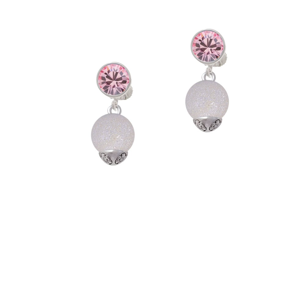 12mm Stardust Round Silver Tone Spinner Crystal Clip On Earrings Image 1