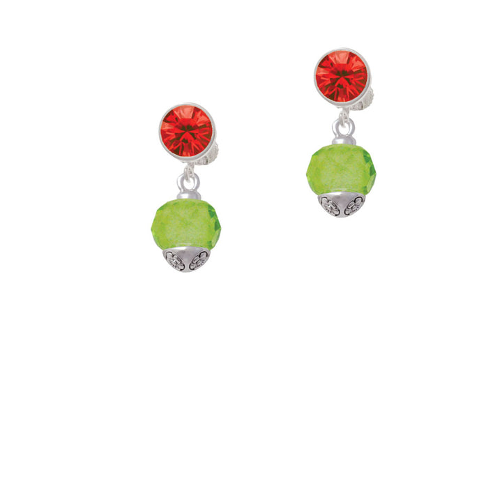 12mm Faceted Lime Glass Spinner Crystal Clip On Earrings Image 4