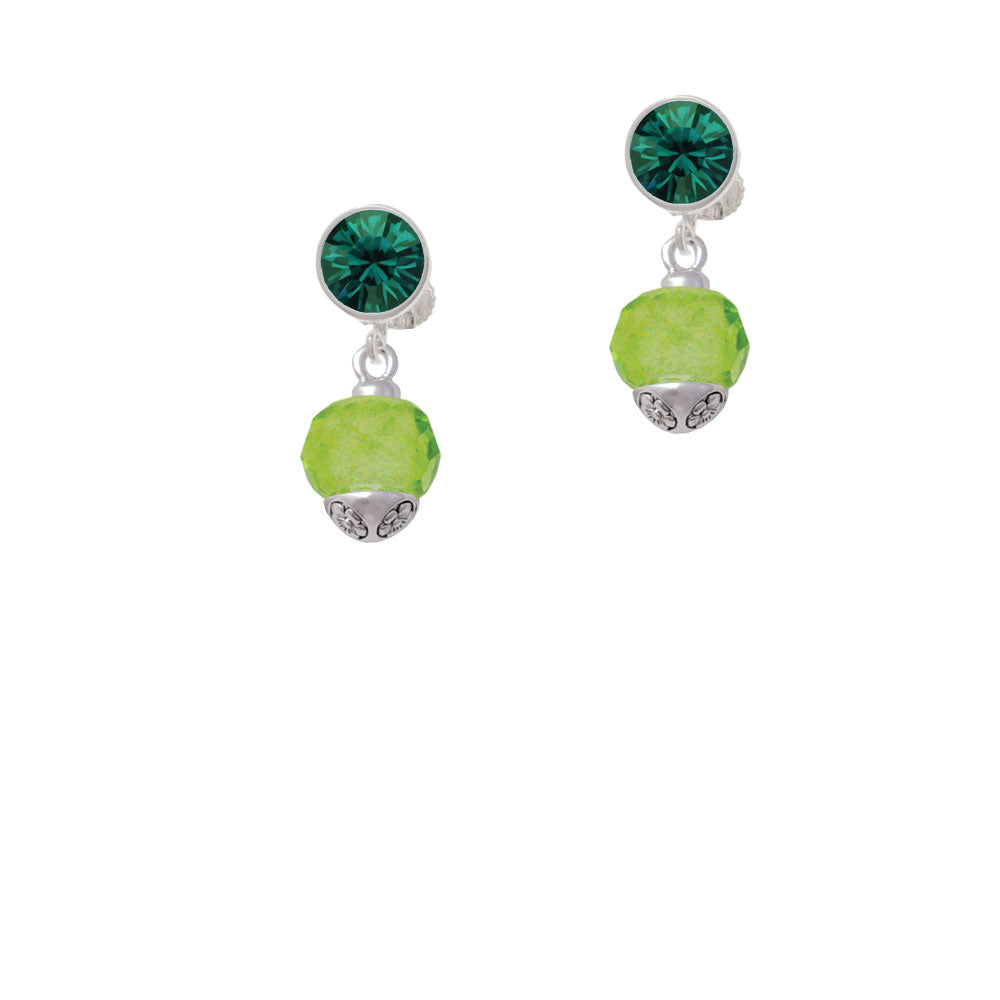 12mm Faceted Lime Glass Spinner Crystal Clip On Earrings Image 6