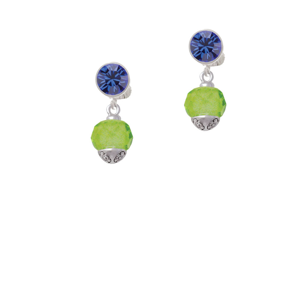 12mm Faceted Lime Glass Spinner Crystal Clip On Earrings Image 7