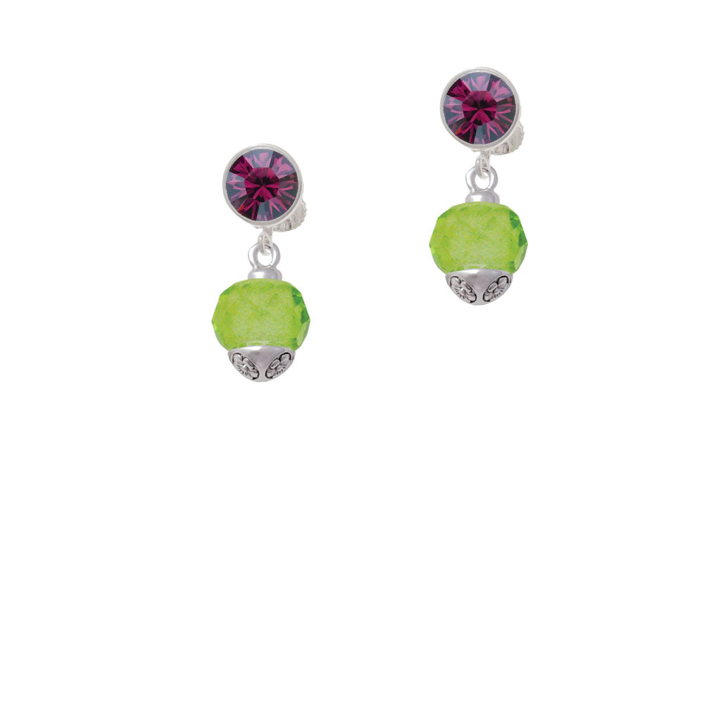 12mm Faceted Lime Glass Spinner Crystal Clip On Earrings Image 8