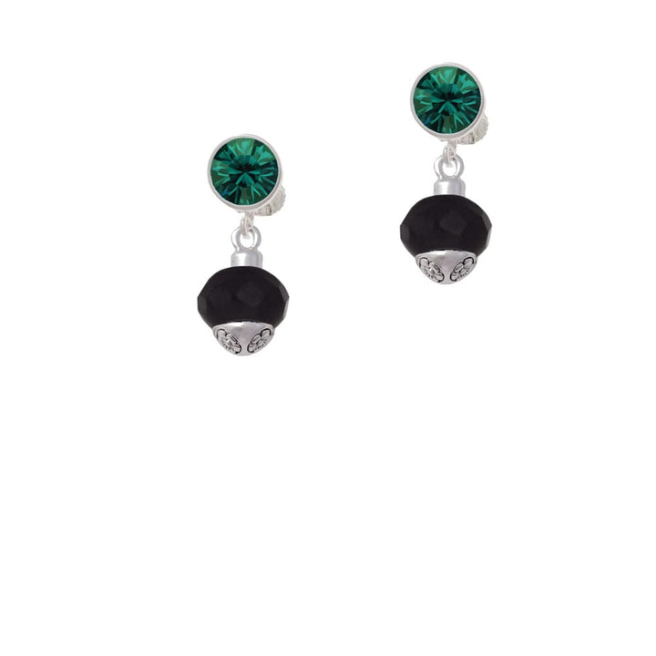 12mm Faceted Black Glass Spinner Crystal Clip On Earrings Image 6