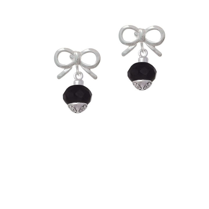 12mm Faceted Black Glass Spinner Crystal Clip On Earrings Image 9