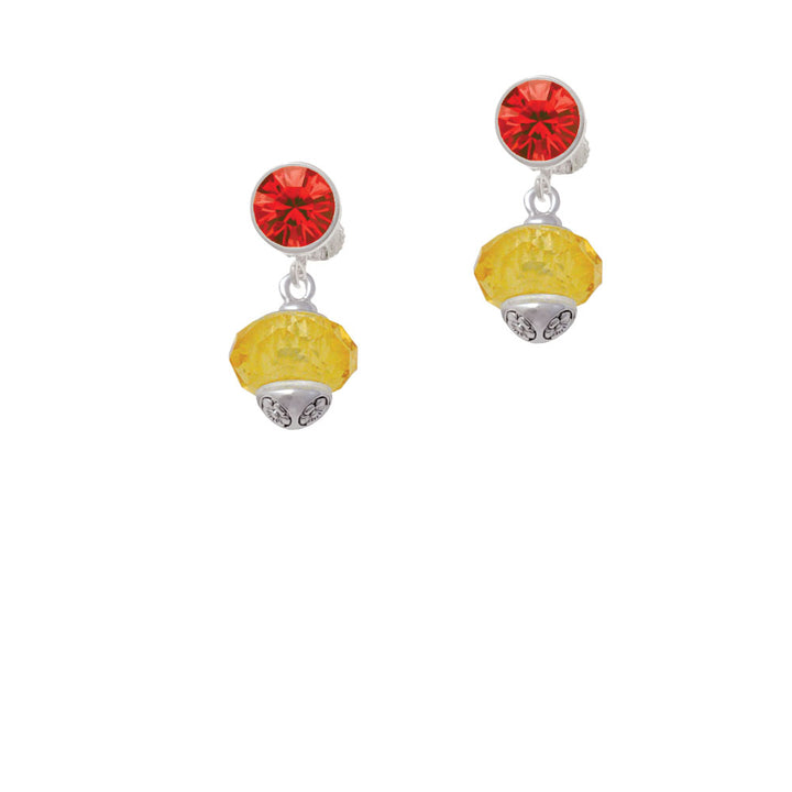 Yellow Faceted Glass Spinner Crystal Clip On Earrings Image 4