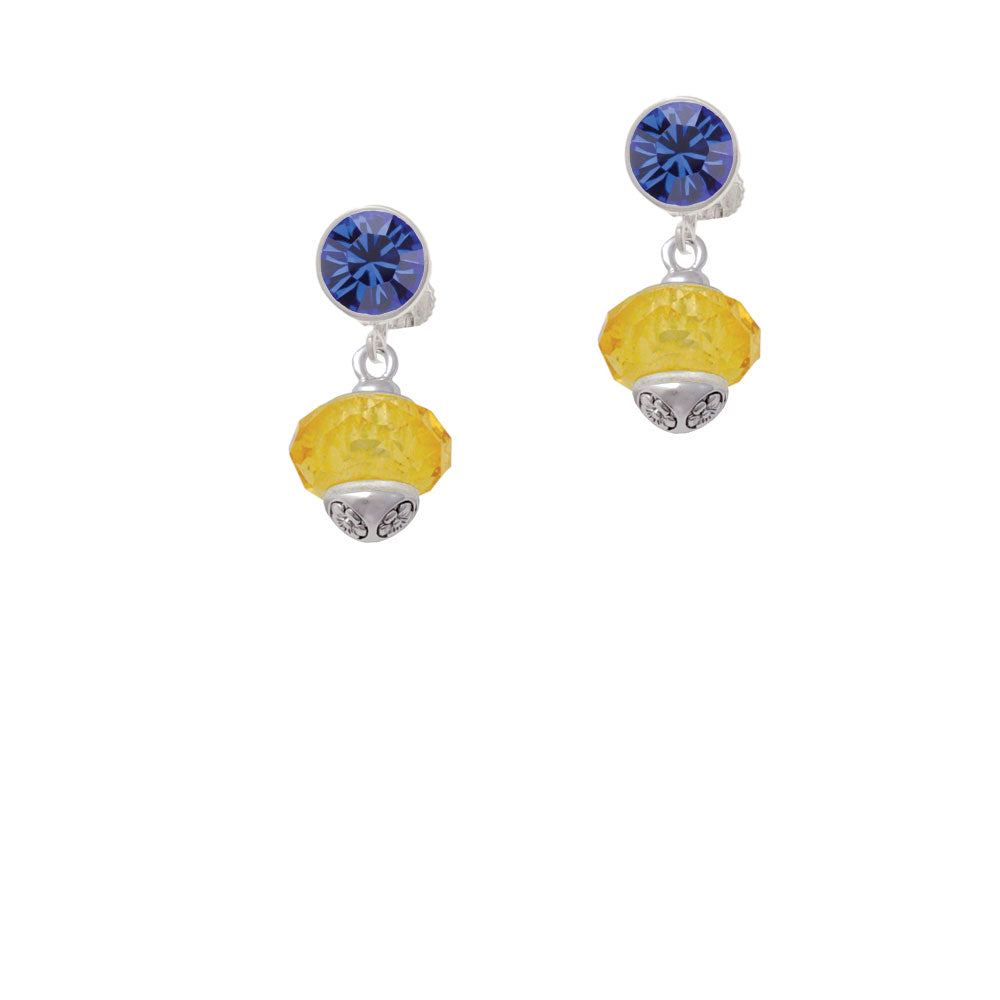 Yellow Faceted Glass Spinner Crystal Clip On Earrings Image 7