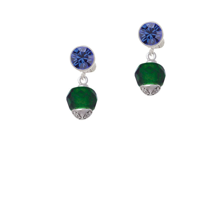 12mm Faceted Green Glass Spinner Crystal Clip On Earrings Image 7