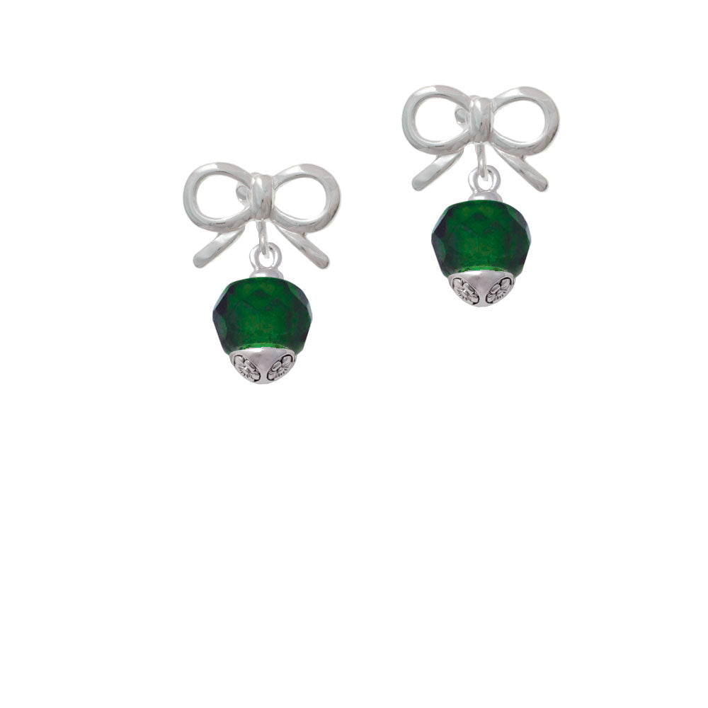 12mm Faceted Green Glass Spinner Crystal Clip On Earrings Image 9